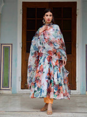 Bollywood Indian Pakistani Ethnic Party Wear Women Soft Pure Tubby Organza Floral Anarkali Dress