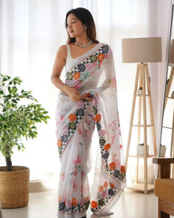 Болливудская индийская пакистанская этническая праздничная одежда из мягкого чистого жоржета сари/сари для женщин и девочек