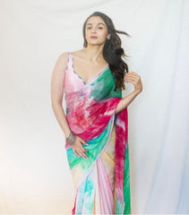 Bollywood Indian Pakistani Ethnic Party Wear Soft Pure Chinon Women & Girls Saree/Sari