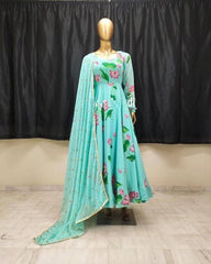 Bollywood Indian Pakistani Women Ethnic Party Wear Soft Pure Printed Georgette maxi Dress