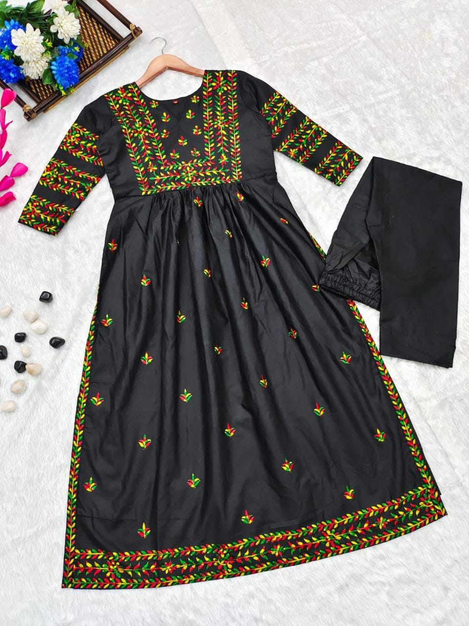 Bollywood Indian Pakistani Women Ethnic Party Wear Soft Pure Cotton Black Dress