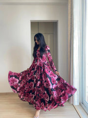 Bollywood Indian Pakistani Women Ethnic Party Wear Soft Pure Faux Georgette Black & Pink Miraki Kurti Duppata Set Dress