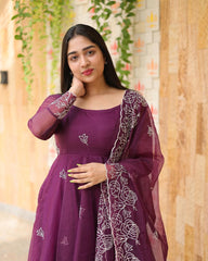 Bollywood Indian Pakistani Women Ethnic Party Wear Soft Pure Georgette Wine Ruby Suit Dress
