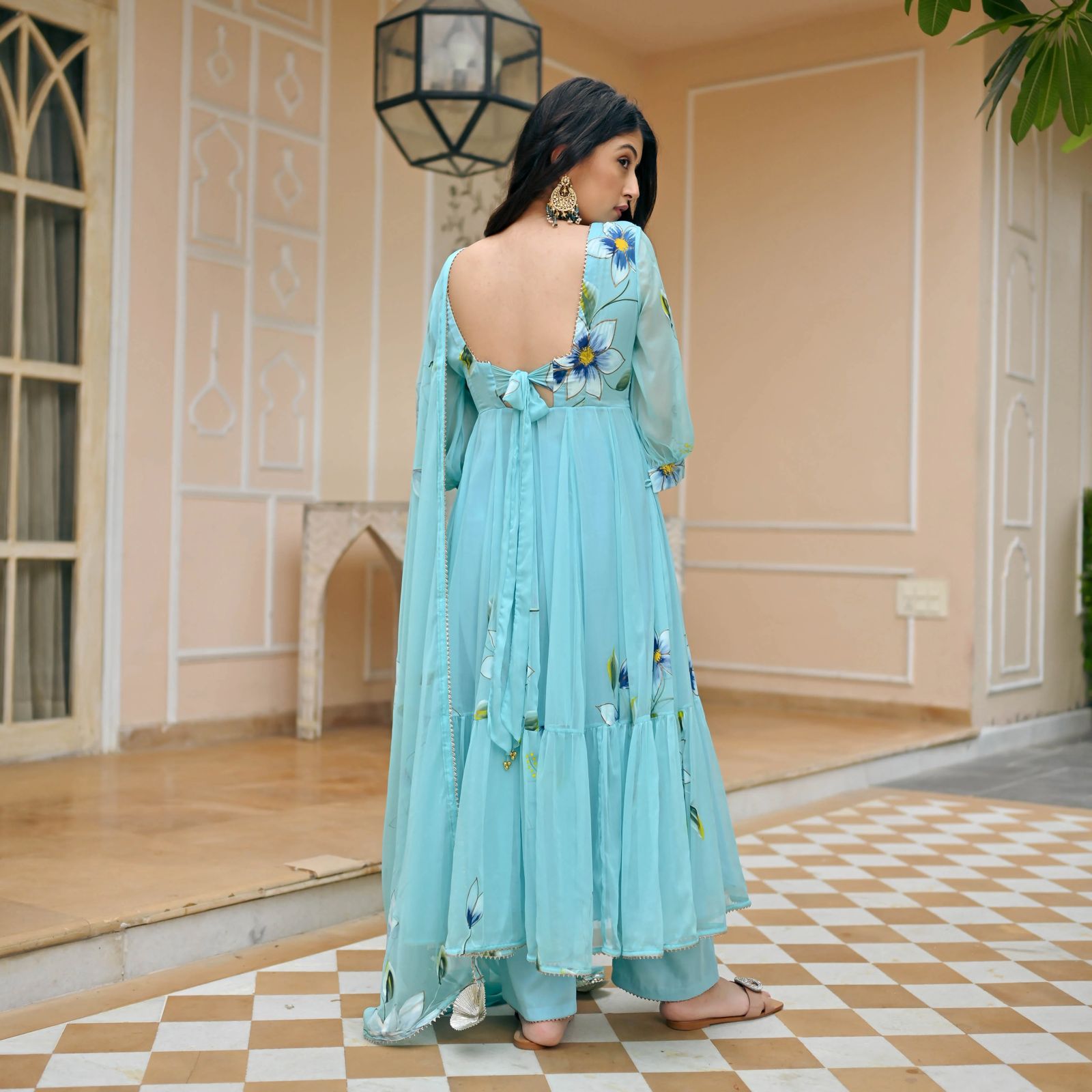 Bollywood Indian Pakistani Ethnic Party Wear Soft Pure Tubby Organza Sky Blue Suit Dress