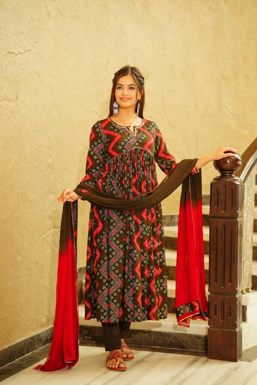 Bollywood Indian Pakistani Ethnic Party Wear Soft Pure Rayon Cotton Brown Ethnic Suit Set Dress