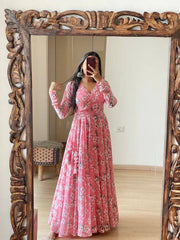 Bollywood Indian Pakistani Ethnic Party Wear Soft Pure Faux Georgette Maxi Dress