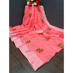 Bollywood Indian Pakistani Ethnic Party Wear Soft Pure Linen Cotton Saree/Sari/Sarees