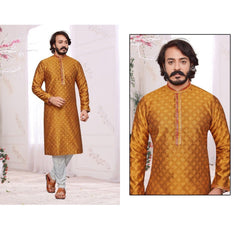Bollywood Indian Pakistani Ethnic Party Wear Soft Pure Silk Jequard Men Kurta Cotton Pyjama