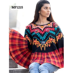 Bollywood Indian Pakistani Ethnic Party Wear Soft Pure 100% khadi Women Top Circular Poncho Colourful Embroidered Winter