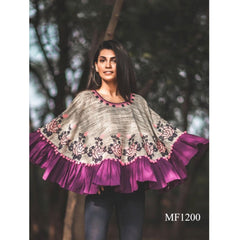 Bollywood Indian Pakistani Ethnic Party Wear Soft Pure 100% khadi Women Top Circular Poncho Colourful Embroidered Winter