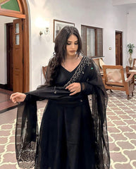 Bollywood Indian Pakistani Ethnic Party Wear Soft Pure Georgette Black Arco Suit  Outfit Dress