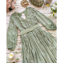 Bollywood Indian Pakistani Ethnic Party Wear Soft Pure Faux Georgette Green JumpSuit Dress