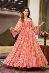 Bollywood Indian Pakistani Women Ethnic Party Wear Soft Pure Faux Georgette Shibori Maxi Dress