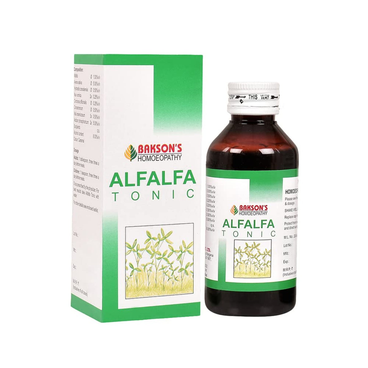 Bakson's Homoeopathy Alfalfa Tonic Promotes Health Liquid Syrup
