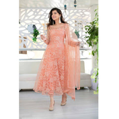 Bollywood Indian Pakistani Ethnic Party Wear Women Soft Pure Butterfly Net Peach Anarkali Suit Set Dress