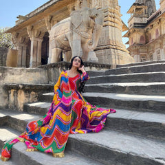 Bollywood Indian Pakistani Ethnic Party Wear Women Soft Pure Faux Georgette Leheriya Kurti Set With Dupatta Dress