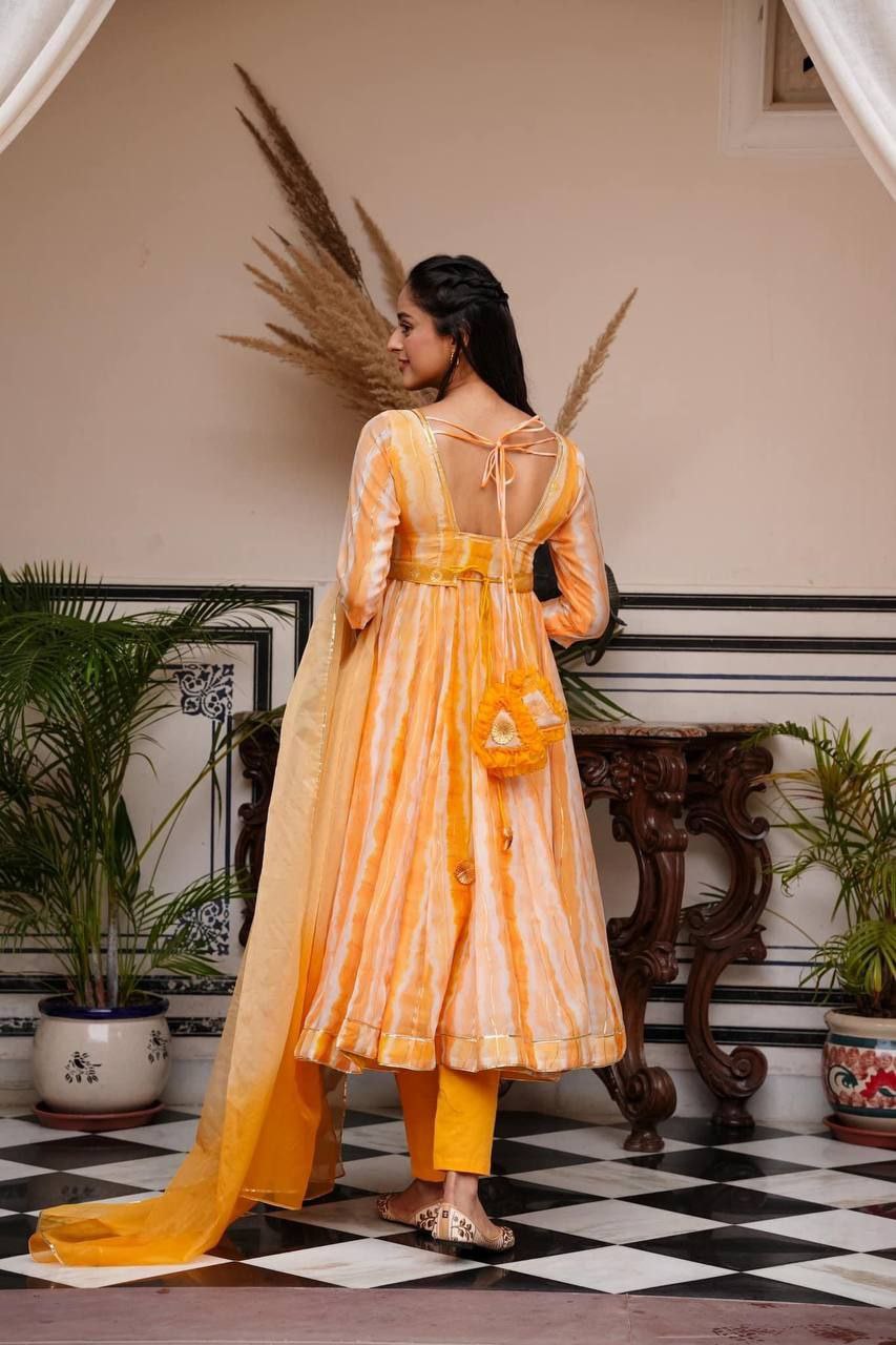 Bollywood Indian Pakistani Ethnic Party Wear Women Soft Pure Tubby Organza Yellow Suit Set Dress