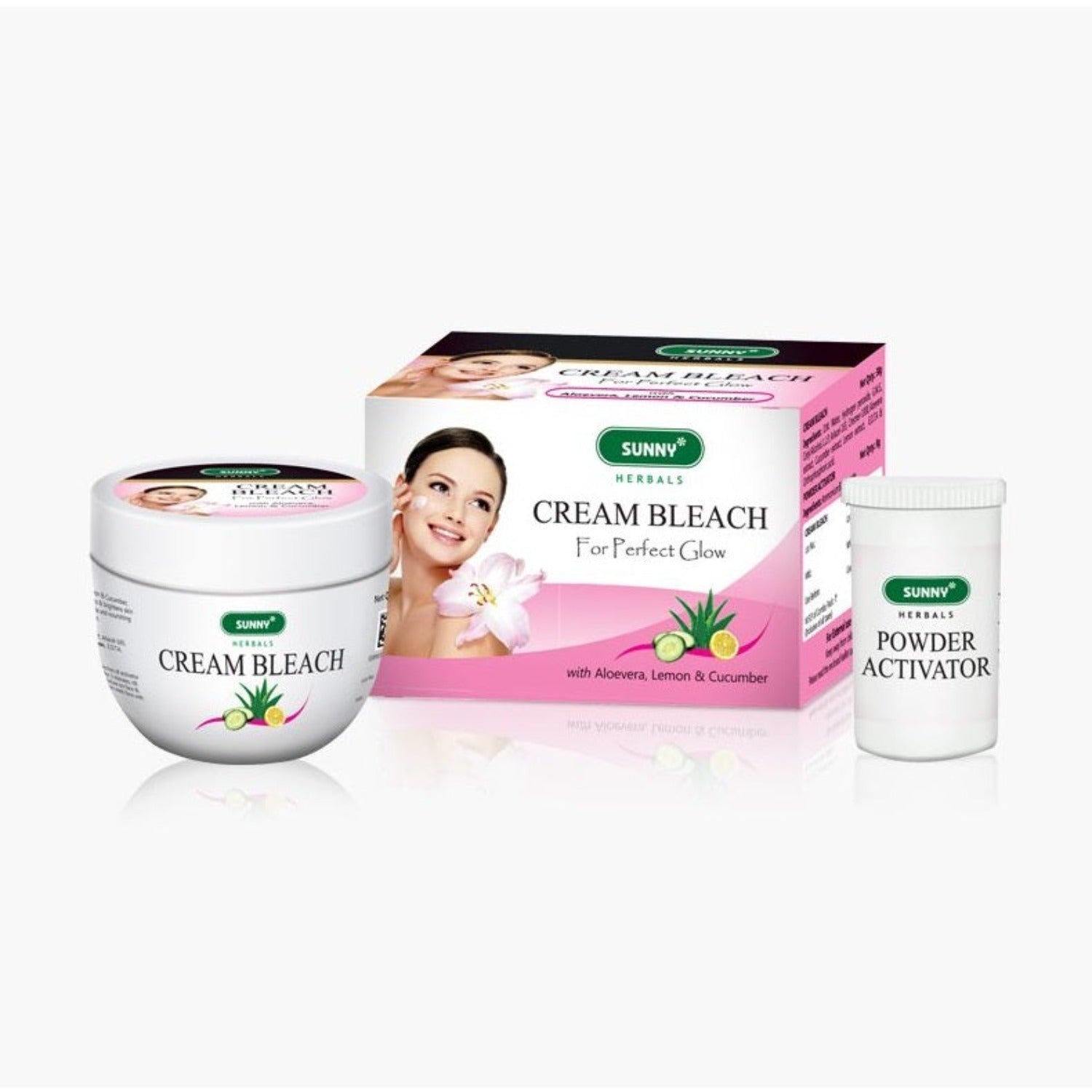 Bakson's Sunny Herbals With Aloevera,Lemon & Cucumber For Perfect Glow Skin Care Cream Bleach 30gm (Cream Bleach)+ 8gm (Powder Activator)