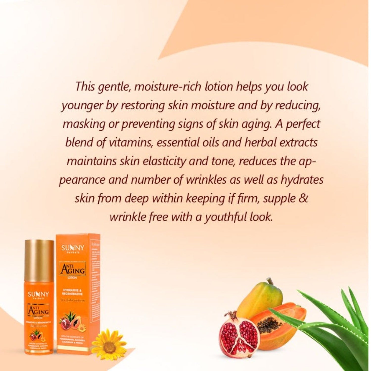 Bakson's Sunny Herbals Anti Aging With Pomegranate,Aloevera,Calendula & Papaya Hydrative & Regenerative Skin Care Lotion 80ml